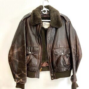Berman's Leather Bomber Jacket - Size 44 Medium/Large - Retro Fashion